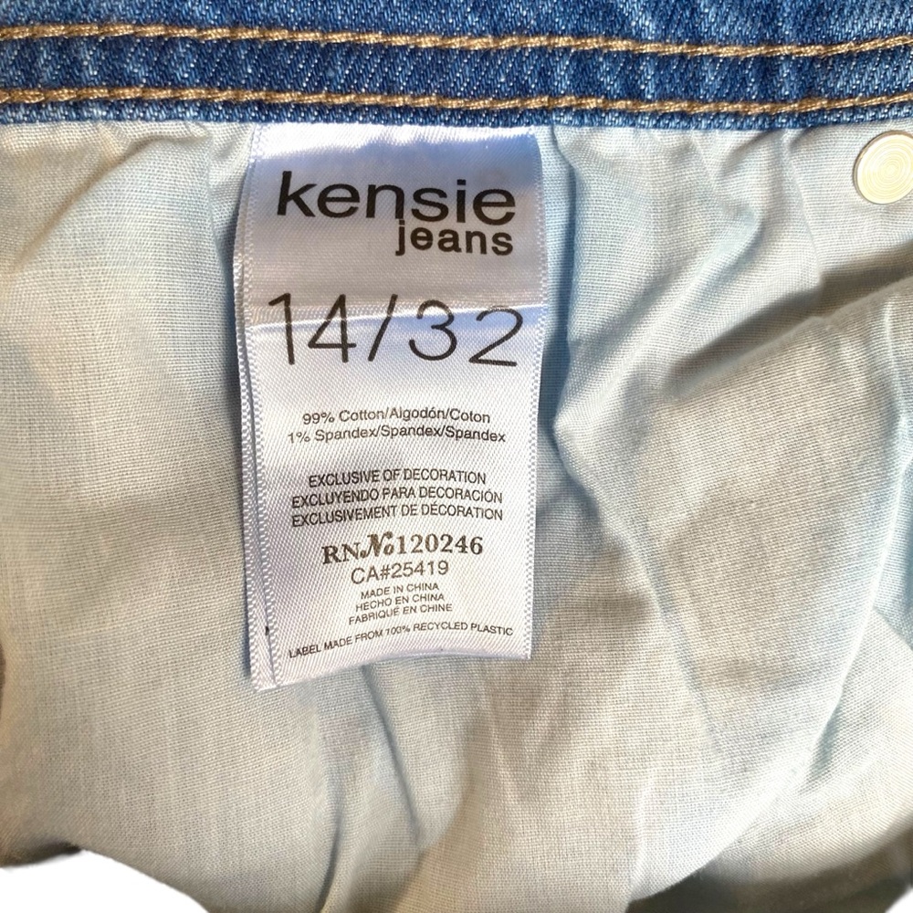 KENSIE Mila Relaxed Straight Leg Blue Jeans Size 14/32 Stretchy - Picture 12 of 14